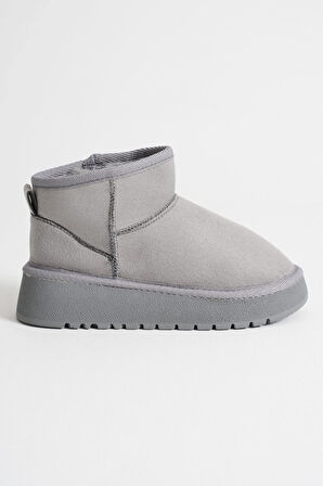 Anila Kadın Gri Kışlık Kürklü Bot