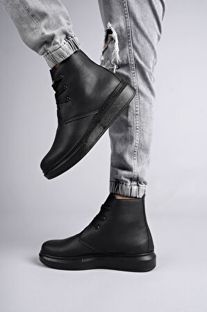 New Matteo Erkek Siyah Deri Günlük Bot