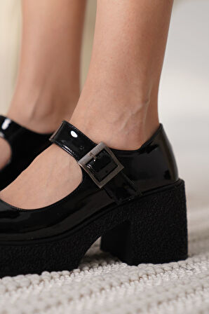 Neleh Kadın Siyah Rugan Günlük Ayakkabı