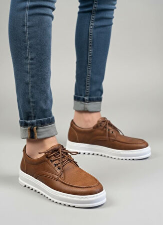 Stra  Bağcıklı Cilt Erkek Günlük Spor Klasik Ayakkabı CBT - Taba