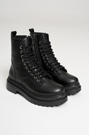 Anco Özel Tasarım Kışlık Siyah Kalın Tabanlı Kadın Bot