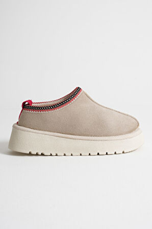 Asle Kadın Bej Kışlık Kürklü Terlik