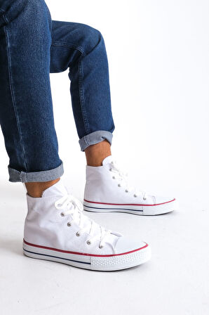 AXE Beyaz Bağcıklı Keten Kumaş Erkek Günlük Sneaker Ayakkabı