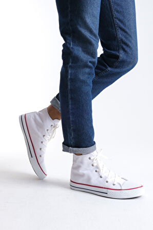 AXE Beyaz Bağcıklı Keten Kumaş Erkek Günlük Sneaker Ayakkabı