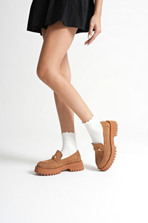 Aral Toka Detaylı Taba Süet Günlük Loafer Ayakkabı