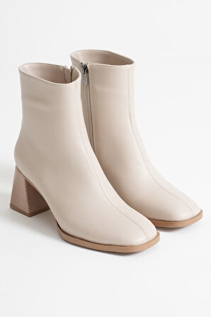 Alenro Kadın Bej Topuklu Bot