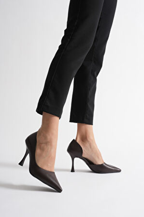 Alegna Kadın Acı Kahve Cilt Topuklu Ayakkabı