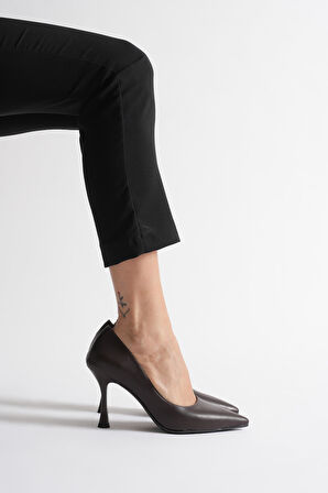 Alegna Kadın Acı Kahve Cilt Topuklu Ayakkabı