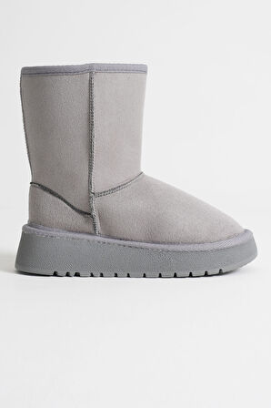 Asina Kadın Gri Kışlık Kürklü Bot