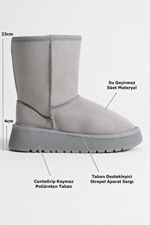 Asina Kadın Gri Kışlık Kürklü Bot