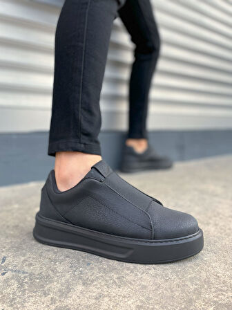 Alba Bağcıksız Cilt Siyah Erkek Günlük Sneaker Ayakkabı