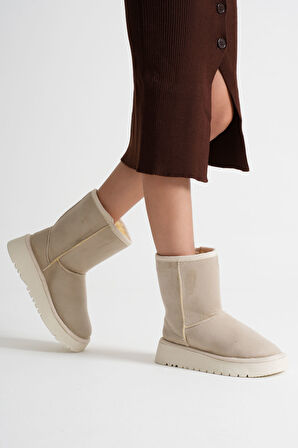 Asina Kadın Bej Kışlık Kürklü Bot