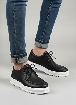 Stra Bağcıklı Cilt Erkek Günlük Spor Klasik Ayakkabı CBT - Siyah