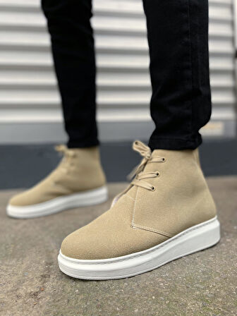 STABLE Bağcıklı Ortopedik Taban Süet Erkek Spor Bot SBT - Krem