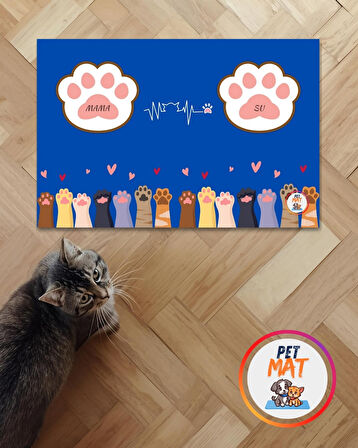 Petmat Kedi Mama Paspası , Kaymaz Taban , Yıkanabilir , Evcil Hayvan Paspası 005-M