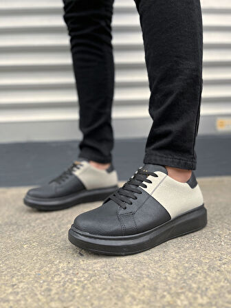 Boost Bağcıklı Cilt Süet Erkek Günlük Sneaker Ayakkabı Siyah Gri
