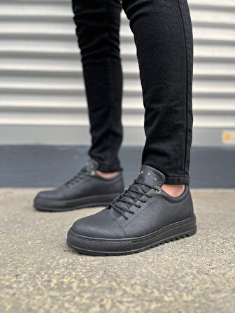 Siyah Cool Bağcıklı Cilt Erkek Günlük Spor Klasik Ayakkabı