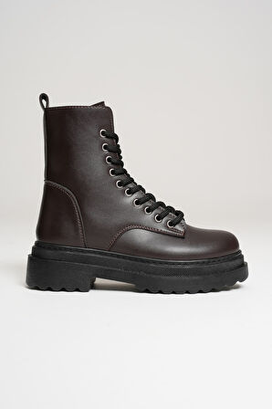 Anco Özel Tasarım Kışlık Acı Kahve Kalın Tabanlı Kadın Bot