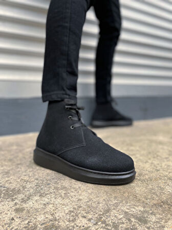 STABLE Bağcıklı Ortopedik Taban Süet Erkek Spor Bot SST - Siyah