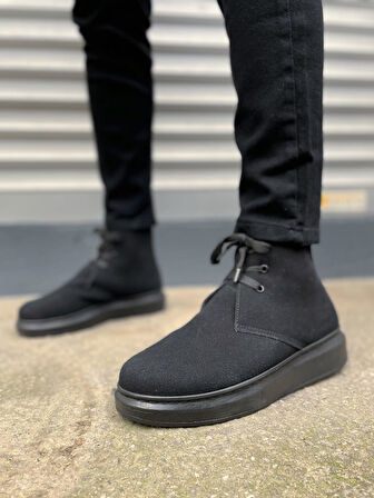 STABLE Bağcıklı Ortopedik Taban Süet Erkek Spor Bot SST - Siyah