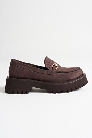 Aral Toka Detaylı Acı Kahve Süet Günlük Loafer Ayakkabı