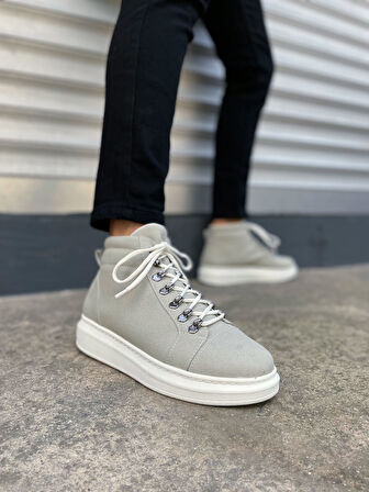 Atto Bağcıklı Ortopedik Taban Süet Erkek Spor Bot SBT - Gri