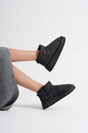 Anila Kadın Siyah Kışlık Kürklü Bot