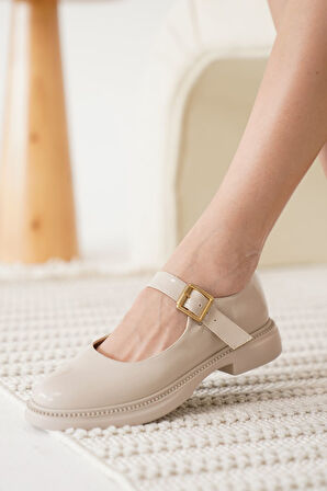 Anairb Bej Rugan Toka Detaylı Mary Jane Ayakkabı