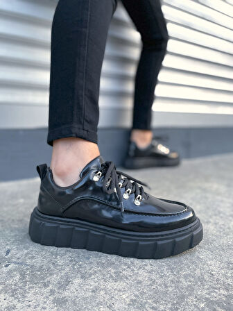 Siyah Cloud Bağcıklı Rugan Erkek Günlük Sneaker Ayakkabı