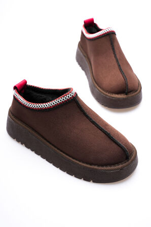Asle Kadın Acı Kahve Kışlık Kürklü Terlik