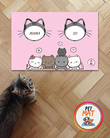 Petmat Kedi Mama Paspası , Kaymaz Taban , Yıkanabilir , Evcil Hayvan Paspası 010-P