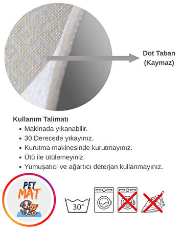 Petmat Kedi Mama Paspası , Kaymaz Taban , Yıkanabilir , Evcil Hayvan Paspası 010-P