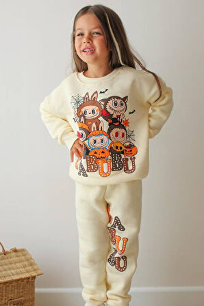 Labubu Çizgi film Baskılı Alt Üst Kız Çocuk 2li Takım