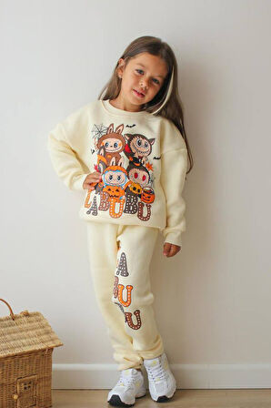 Labubu Çizgi film Baskılı Alt Üst Kız Çocuk 2li Takım