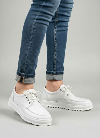 Stra Bağcıklı Cilt Erkek Günlük Spor Klasik Ayakkabı CBT - Beyaz