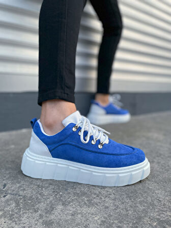 Mavi Beyaz Cloud Bağcıklı Süet Erkek Günlük Sneaker Ayakkabı