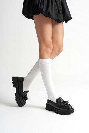 Anim Kadın Günlük Siyah Kroko Baskılı Loafer Ayakkabı