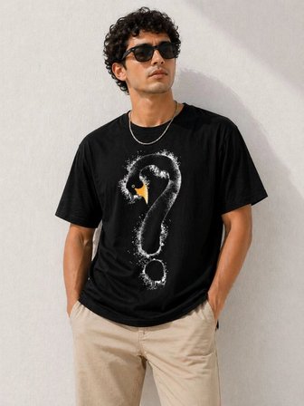 Erkek Siyah Baskılı Oversize Tişört – Modern Streetwear T-Shirt