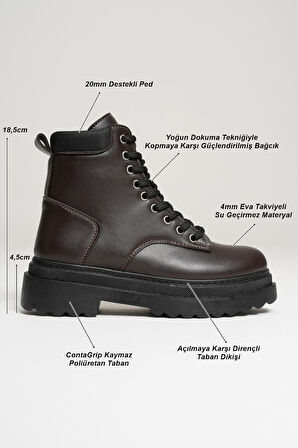 Aroif Özel Tasarım Kadın Kışlık Kalın Tabanlı Acı Kahve Bot