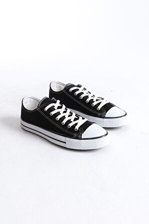 Luke Siyah Bağcıklı Keten Kumaş Erkek Günlük Sneaker Ayakkabı