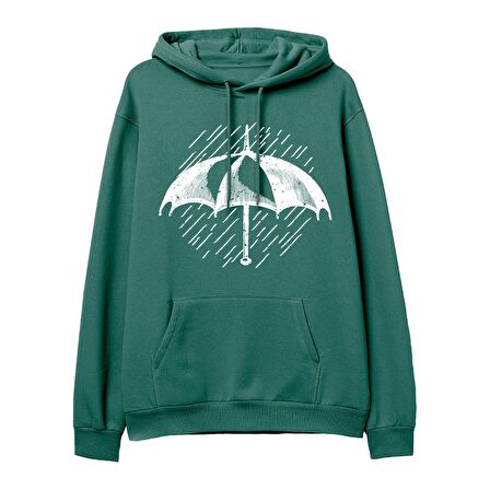 Umbrella  Baskılı Yeşil Hoodie