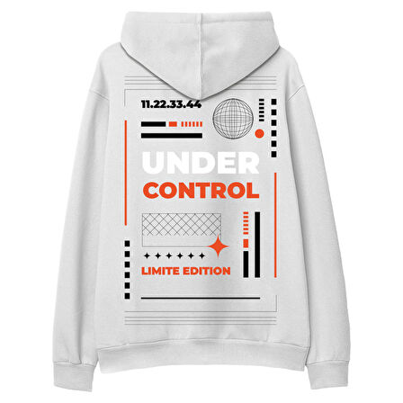 Under Control  Baskılı Beyaz Hoodie