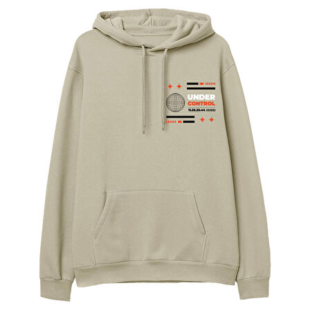Under Control  Baskılı Krem Hoodie