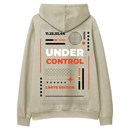 Under Control  Baskılı Krem Hoodie