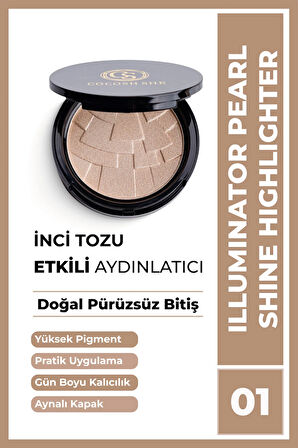 Pearl Shine Aydınlatıcı Highlighter 01 Altın Bronze, Inci Tozu, Yüksek Pigmentasyon, Yumuşak Doku