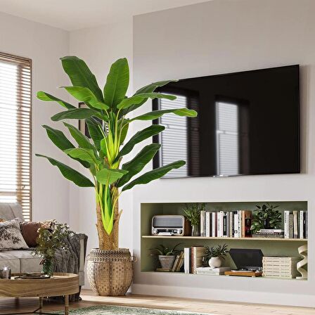 Yapay Ağaç Muz Ağacı 160cm 12Yaprak 3Gövdeli