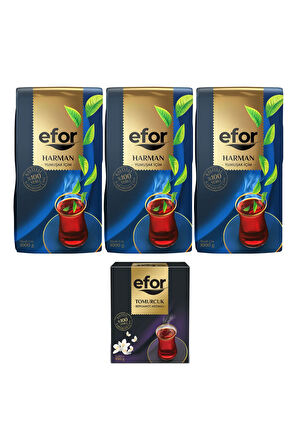 Efor Harman Siyah Dökme Çay 1.000gr X 3 Adet + Tomurcuk Bergamot Aromalı 100gr