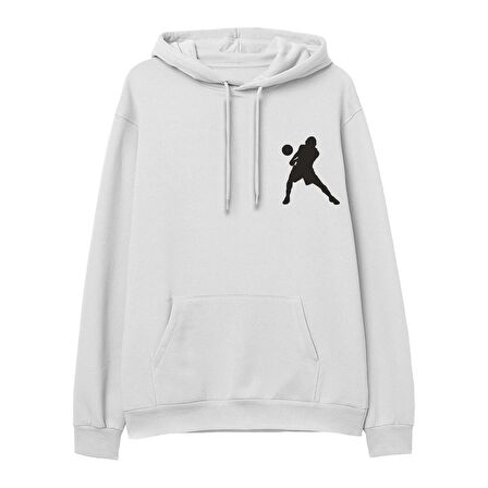 Volleyball1  Baskılı Beyaz Hoodie