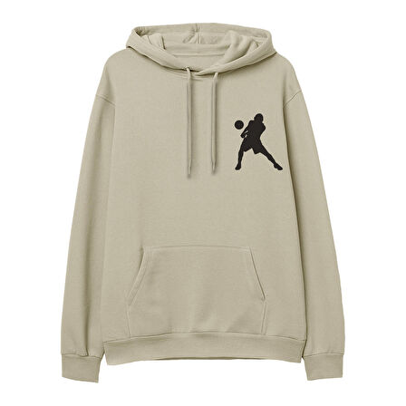 Volleyball1  Baskılı Krem Hoodie