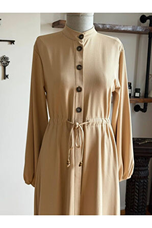 Şardonlu Bel Bağlamalı Yarım Pat Örme Elbise 2423 NAVRA |